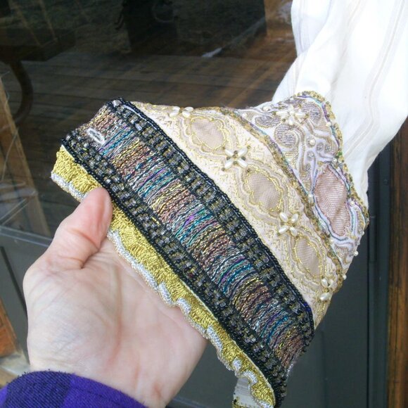 EUC Vintage Together One of a Kind Boho Beaded Embroidered Blouse SZ M - Picture 3 of 5